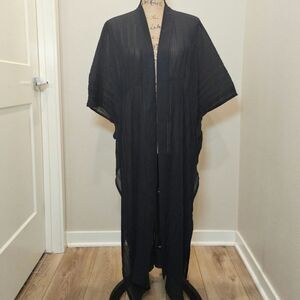 NWOT DR2 Black Sheer Pleated Cover Robe One Size